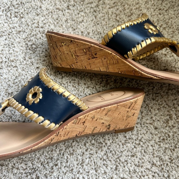 Navy Blue Jack Rogers 2 Inch Wedge Sandals Size 6.5 - Picture 6 of 7